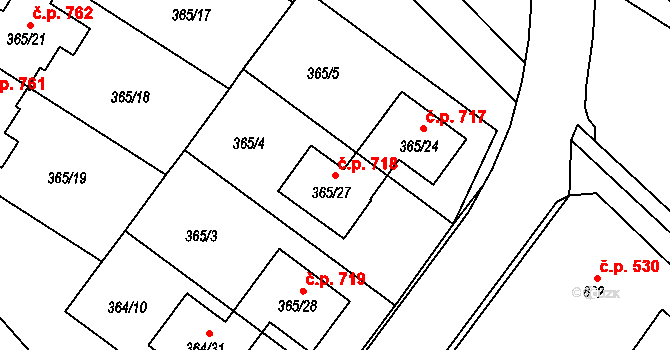 Kobeřice 718 na parcele st. 365/27 v KÚ Kobeřice ve Slezsku, Katastrální mapa