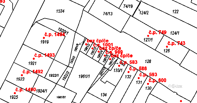 Brno 45546223 na parcele st. 1961/4 v KÚ Černá Pole, Katastrální mapa