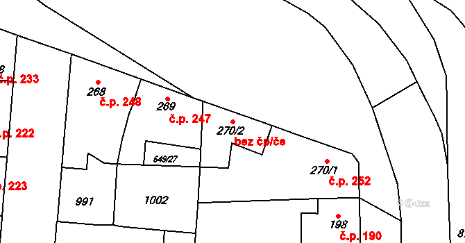 Velký Osek 46107223 na parcele st. 270/2 v KÚ Velký Osek, Katastrální mapa