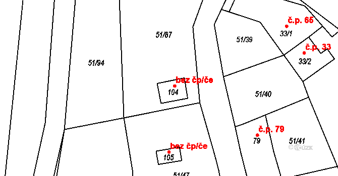 Vacov 46165223 na parcele st. 104 v KÚ Rohanov, Katastrální mapa