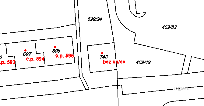 Krupka 48497223 na parcele st. 748 v KÚ Bohosudov, Katastrální mapa