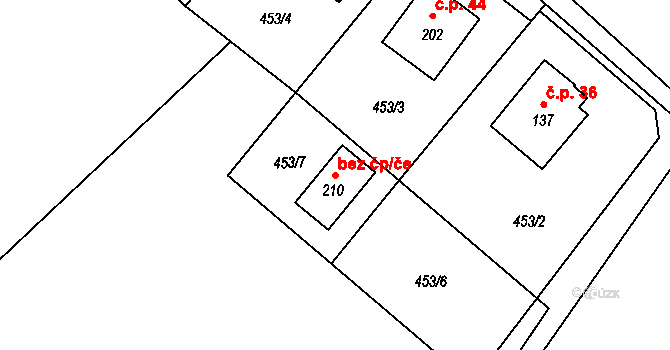 Tichonice 49168223 na parcele st. 210 v KÚ Tichonice, Katastrální mapa