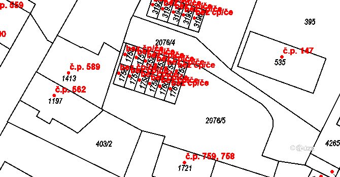 Lanškroun 49643223 na parcele st. 1761 v KÚ Lanškroun, Katastrální mapa