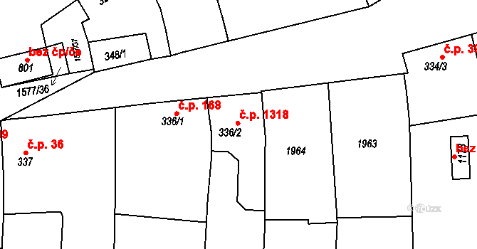 Litovel 1318 na parcele st. 336/2 v KÚ Litovel, Katastrální mapa