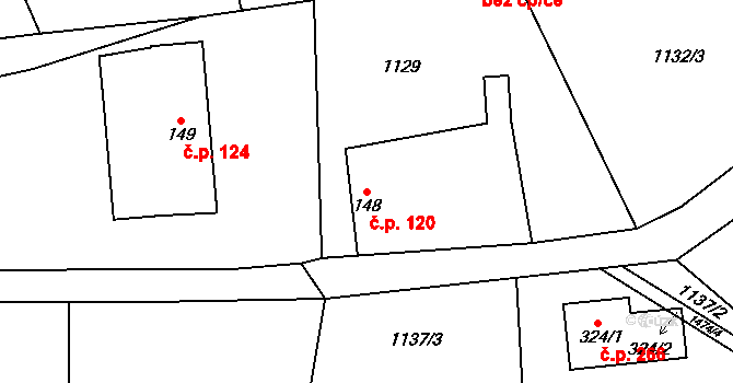 Horní Libchavy 120, Libchavy na parcele st. 148 v KÚ Horní Libchavy, Katastrální mapa
