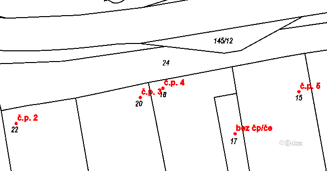 Bdeněves 4 na parcele st. 18 v KÚ Bdeněves, Katastrální mapa