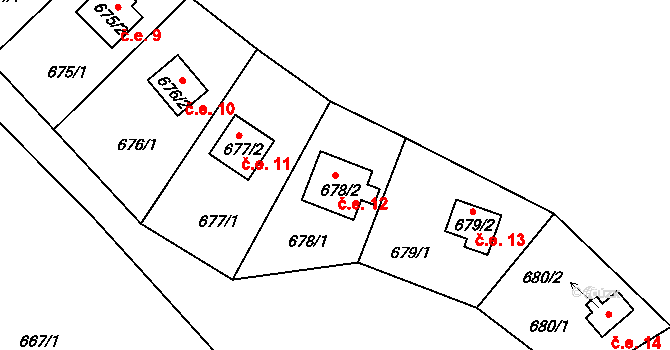 Loučky 12, Odry na parcele st. 678/2 v KÚ Loučky nad Odrou, Katastrální mapa