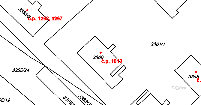 Kopřivnice 1013 na parcele st. 3360 v KÚ Kopřivnice, Katastrální mapa