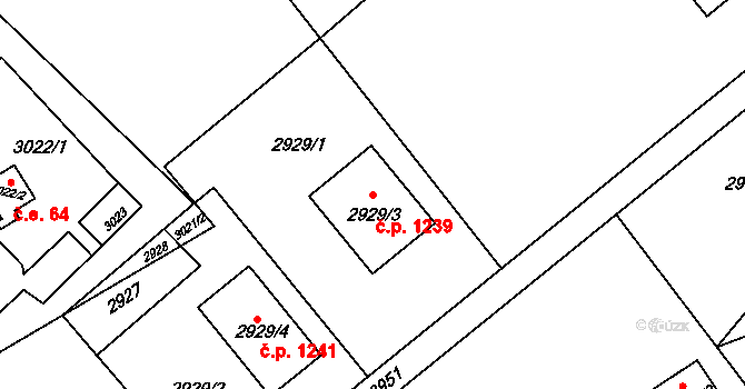 Město 1239, Orlová na parcele st. 2929/3 v KÚ Orlová, Katastrální mapa