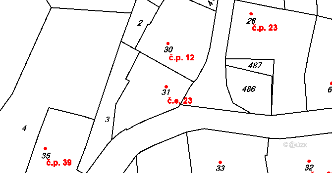 Chacholice 23, Chrast na parcele st. 31 v KÚ Chacholice, Katastrální mapa