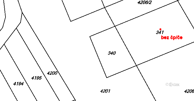 Chodská Lhota 88205223 na parcele st. 340 v KÚ Chodská Lhota, Katastrální mapa