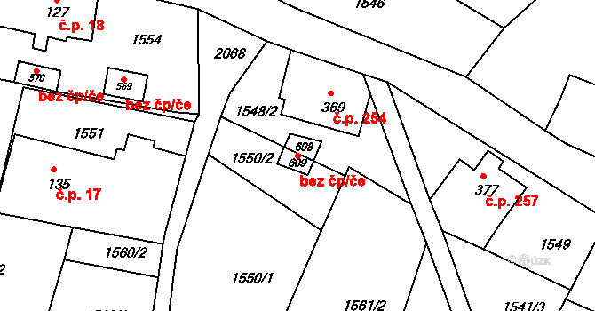 Horní Podluží 92104223 na parcele st. 608 v KÚ Horní Podluží, Katastrální mapa