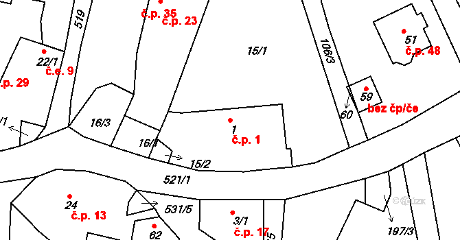 Lipnička 1, Světlá nad Sázavou na parcele st. 1 v KÚ Lipnička, Katastrální mapa