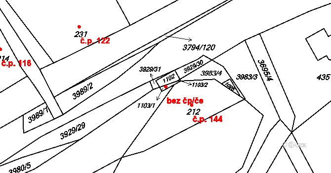 Liptál 94905223 na parcele st. 1102 v KÚ Liptál, Katastrální mapa