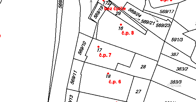 Termesivy 7, Havlíčkův Brod na parcele st. 17 v KÚ Termesivy, Katastrální mapa
