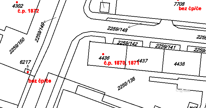 Havlíčkův Brod 1870,1871 na parcele st. 4436 v KÚ Havlíčkův Brod, Katastrální mapa