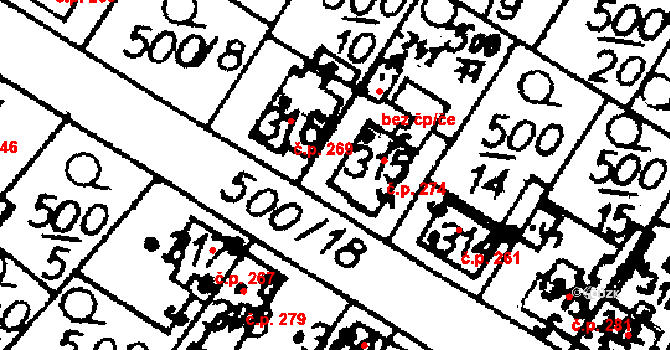 Častolovice 274 na parcele st. 315 v KÚ Častolovice, Katastrální mapa