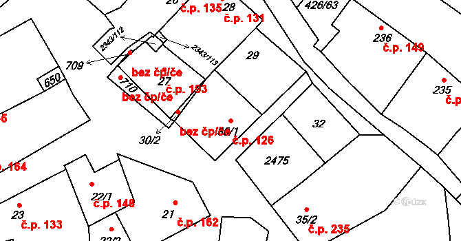 Křepice 126 na parcele st. 30/1 v KÚ Křepice u Hustopečí, Katastrální mapa
