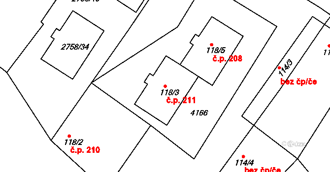 Micmanice 211, Strachotice na parcele st. 118/3 v KÚ Micmanice, Katastrální mapa