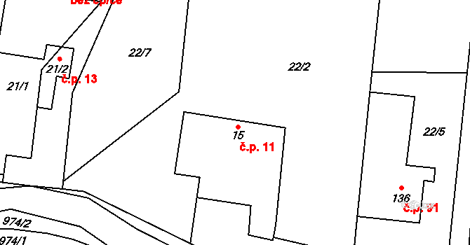 Lipník nad Bečvou V-Podhoří 11, Lipník nad Bečvou na parcele st. 15 v KÚ Podhoří na Moravě, Katastrální mapa