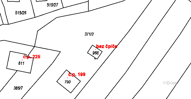 Hrusice 115243224 na parcele st. 968 v KÚ Hrusice, Katastrální mapa