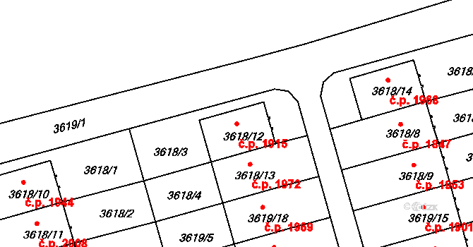 Dobrá Voda u Českých Budějovic 1915 na parcele st. 3618/12 v KÚ Dobrá Voda u Českých Budějovic, Katastrální mapa