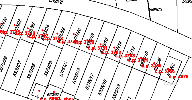 Jihlava 3752 na parcele st. 5375/16 v KÚ Jihlava, Katastrální mapa
