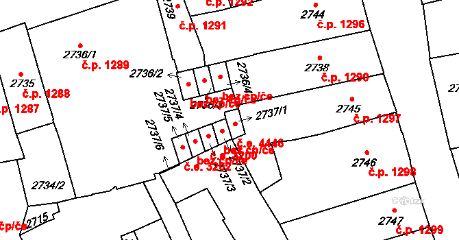 Jihlava 4446 na parcele st. 2737/1 v KÚ Jihlava, Katastrální mapa