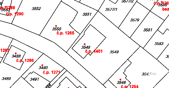 Roztoky 1401 na parcele st. 3548 v KÚ Žalov, Katastrální mapa
