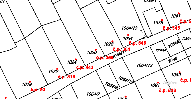 Vnorovy 358 na parcele st. 1026 v KÚ Vnorovy, Katastrální mapa