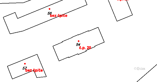 Karlova Studánka 20 na parcele st. 54 v KÚ Karlova Studánka, Katastrální mapa