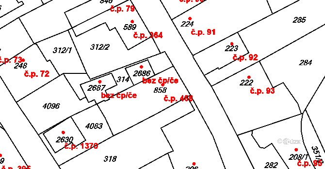 Lomnice nad Popelkou 468 na parcele st. 858 v KÚ Lomnice nad Popelkou, Katastrální mapa