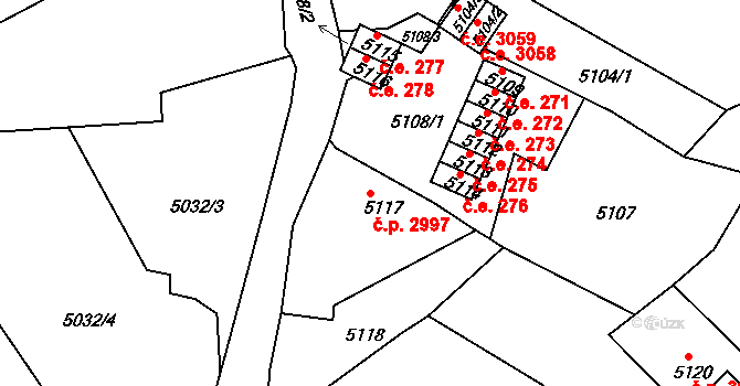 Severní Terasa 2997, Ústí nad Labem na parcele st. 5117 v KÚ Ústí nad Labem, Katastrální mapa