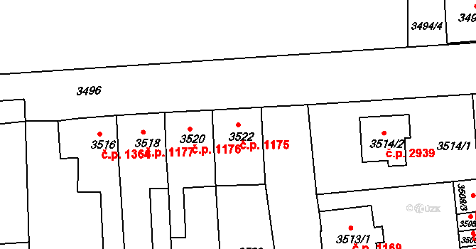 Česká Lípa 1175 na parcele st. 3522 v KÚ Česká Lípa, Katastrální mapa