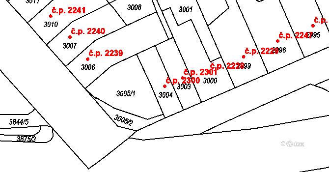Chomutov 2300 na parcele st. 3004 v KÚ Chomutov II, Katastrální mapa