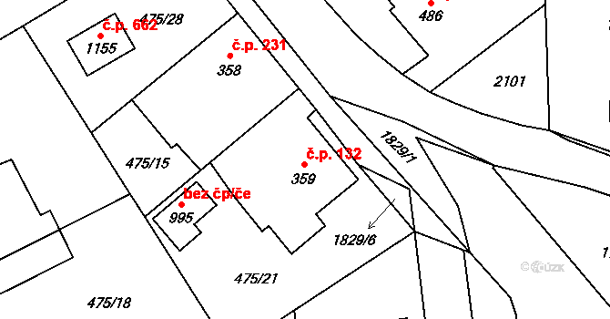 Mirošov 132 na parcele st. 359 v KÚ Mirošov, Katastrální mapa