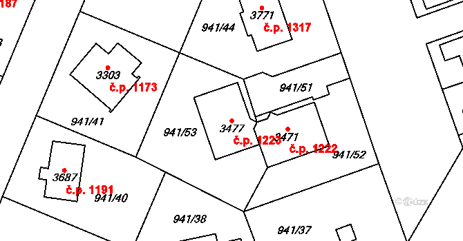 Sušice II 1223, Sušice na parcele st. 3477 v KÚ Sušice nad Otavou, Katastrální mapa