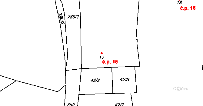 Sušno 15, Kropáčova Vrutice na parcele st. 17 v KÚ Sušno, Katastrální mapa