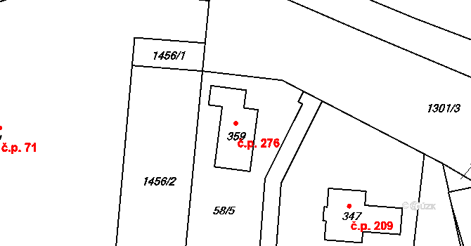 Vysoká nad Labem 276 na parcele st. 359 v KÚ Vysoká nad Labem, Katastrální mapa
