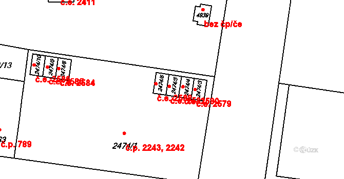 Žatec 2581 na parcele st. 2474/5 v KÚ Žatec, Katastrální mapa