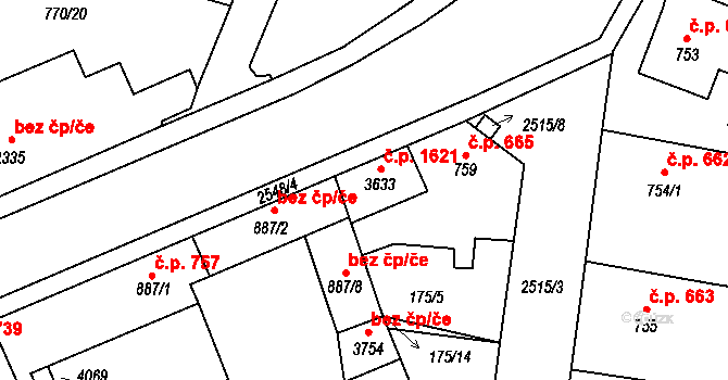 Humpolec 1621 na parcele st. 3633 v KÚ Humpolec, Katastrální mapa