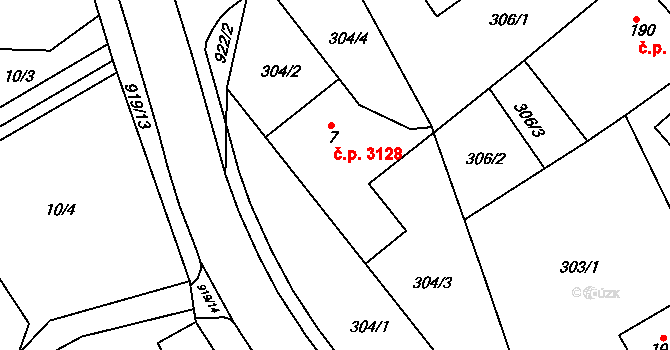 Šumperk 3128 na parcele st. 7/1 v KÚ Dolní Temenice, Katastrální mapa