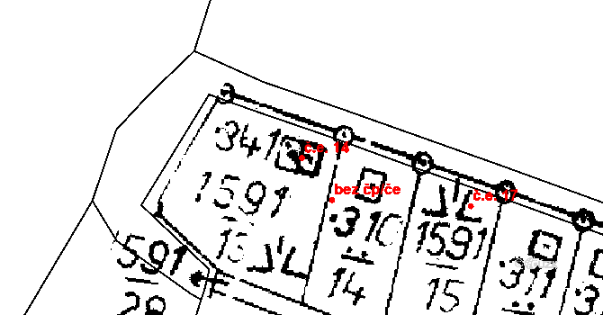 Bělčice 14 na parcele st. 341 v KÚ Bělčice, Katastrální mapa