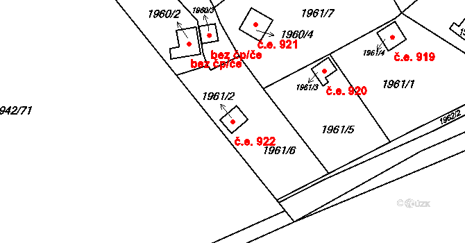 Svinov 922, Ostrava na parcele st. 1961/2 v KÚ Svinov, Katastrální mapa