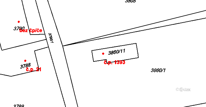 Lutyně 1393, Orlová na parcele st. 3860/11 v KÚ Horní Lutyně, Katastrální mapa