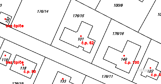 Chudoplesy 62, Bakov nad Jizerou na parcele st. 101 v KÚ Chudoplesy, Katastrální mapa