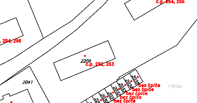 Břidličná 252,253 na parcele st. 2209 v KÚ Břidličná, Katastrální mapa