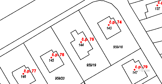 Horní Záhoří 75, Záhoří na parcele st. 144 v KÚ Horní Záhoří u Písku, Katastrální mapa