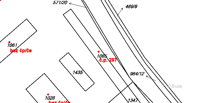 Háje 297, Cheb na parcele st. 1065/1 v KÚ Háje u Chebu, Katastrální mapa
