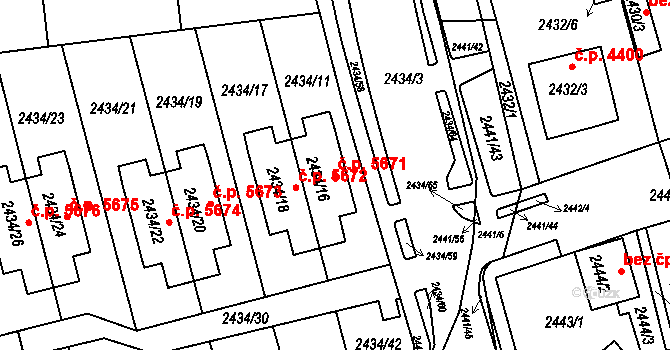 Chomutov 5671 na parcele st. 2434/16 v KÚ Chomutov II, Katastrální mapa